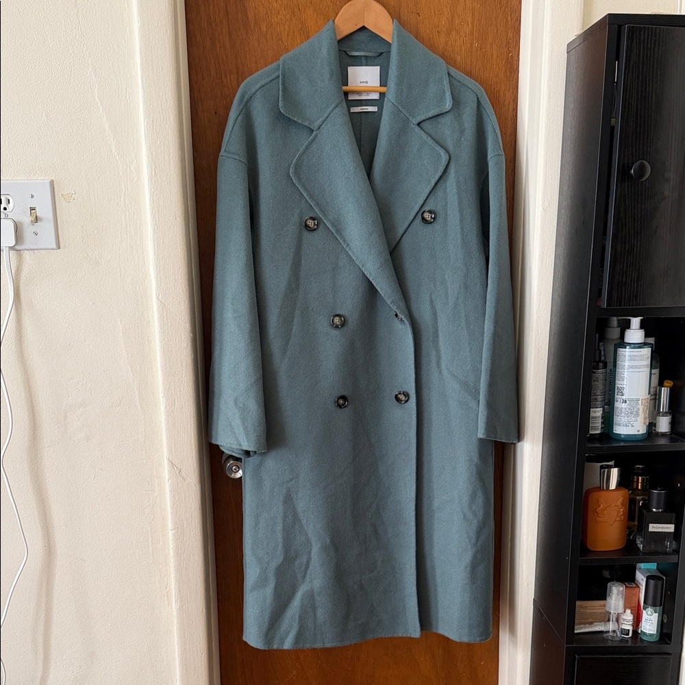 Mango Double-Breasted Gray Coat
